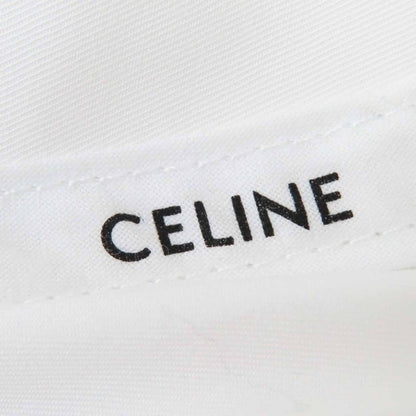 Celine 2aun1969p Initials Sequins Baseball Cap Hat Cotton White Black Gold