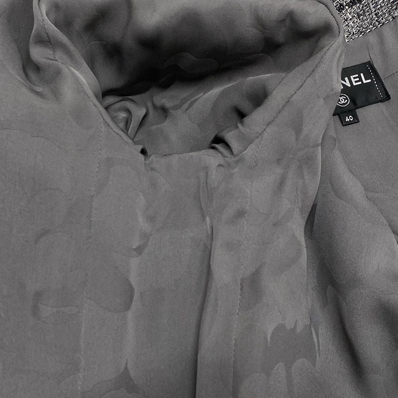 Chanel Jacket Size 40 M Women - P60828 Gray X Black X White Long Sleeve / Tweed