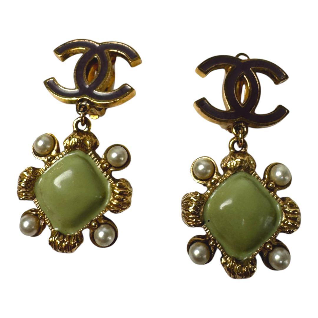 Chanel CC Logo Drop Faux Pearl Earrings