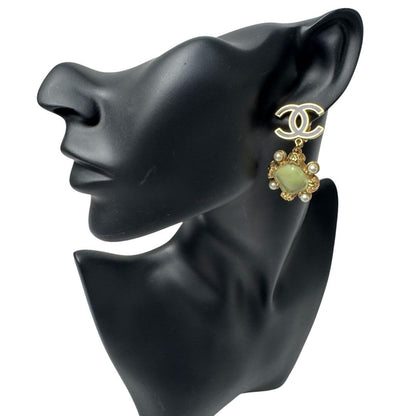 Chanel CC Logo Drop Faux Pearl Earrings — view 2
