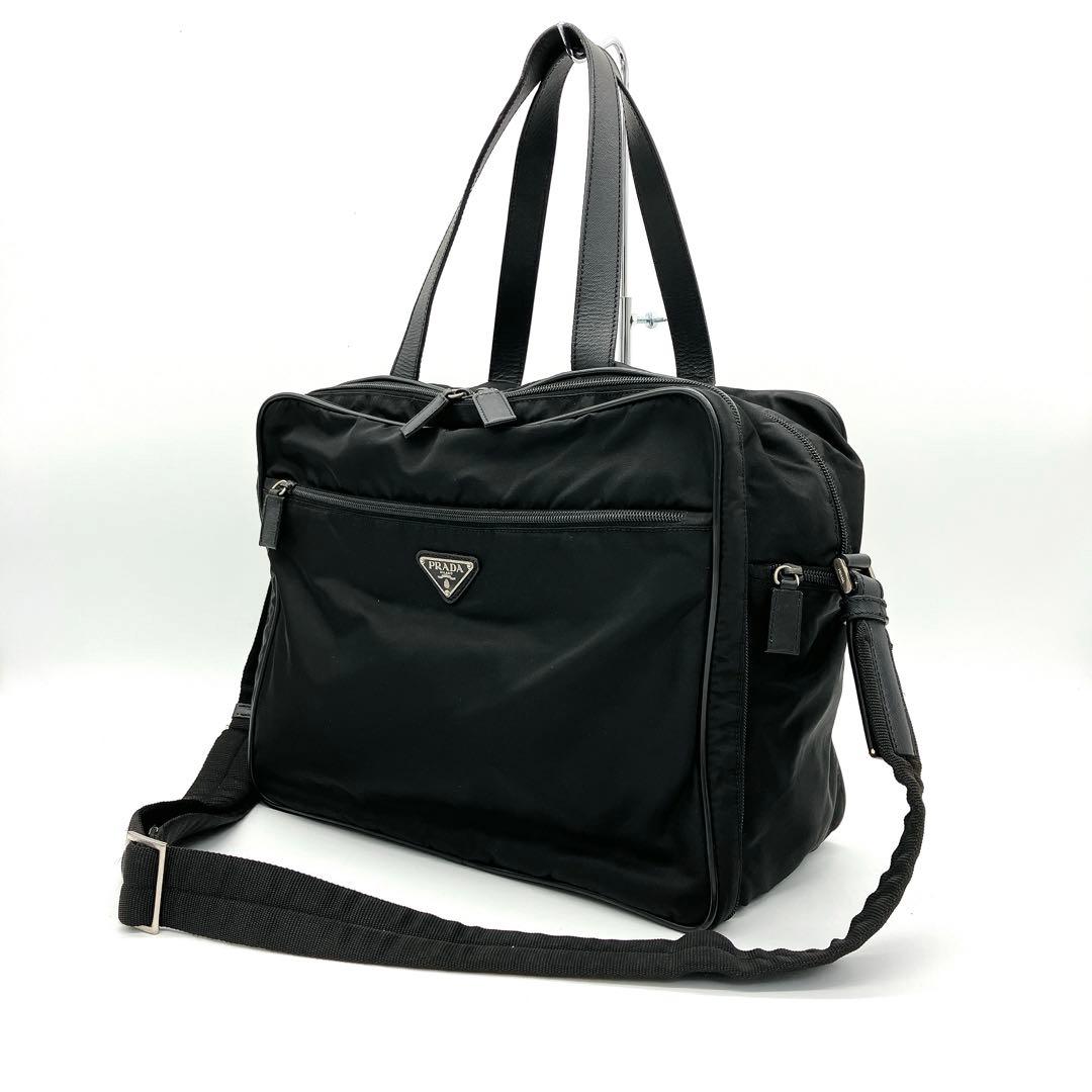 Prada 2-way Bag Business Bag Triangle Logo Plate Nylon Black