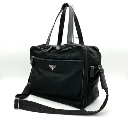 Prada 2-way Bag Business Bag Triangle Logo Plate Nylon Black