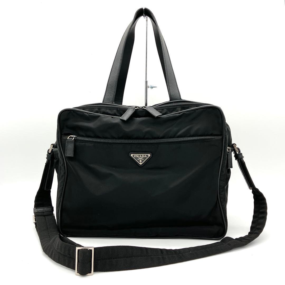 Prada 2-way Bag Business Bag Triangle Logo Plate Nylon Black