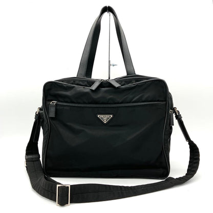 Prada 2-way Bag Business Bag Triangle Logo Plate Nylon Black
