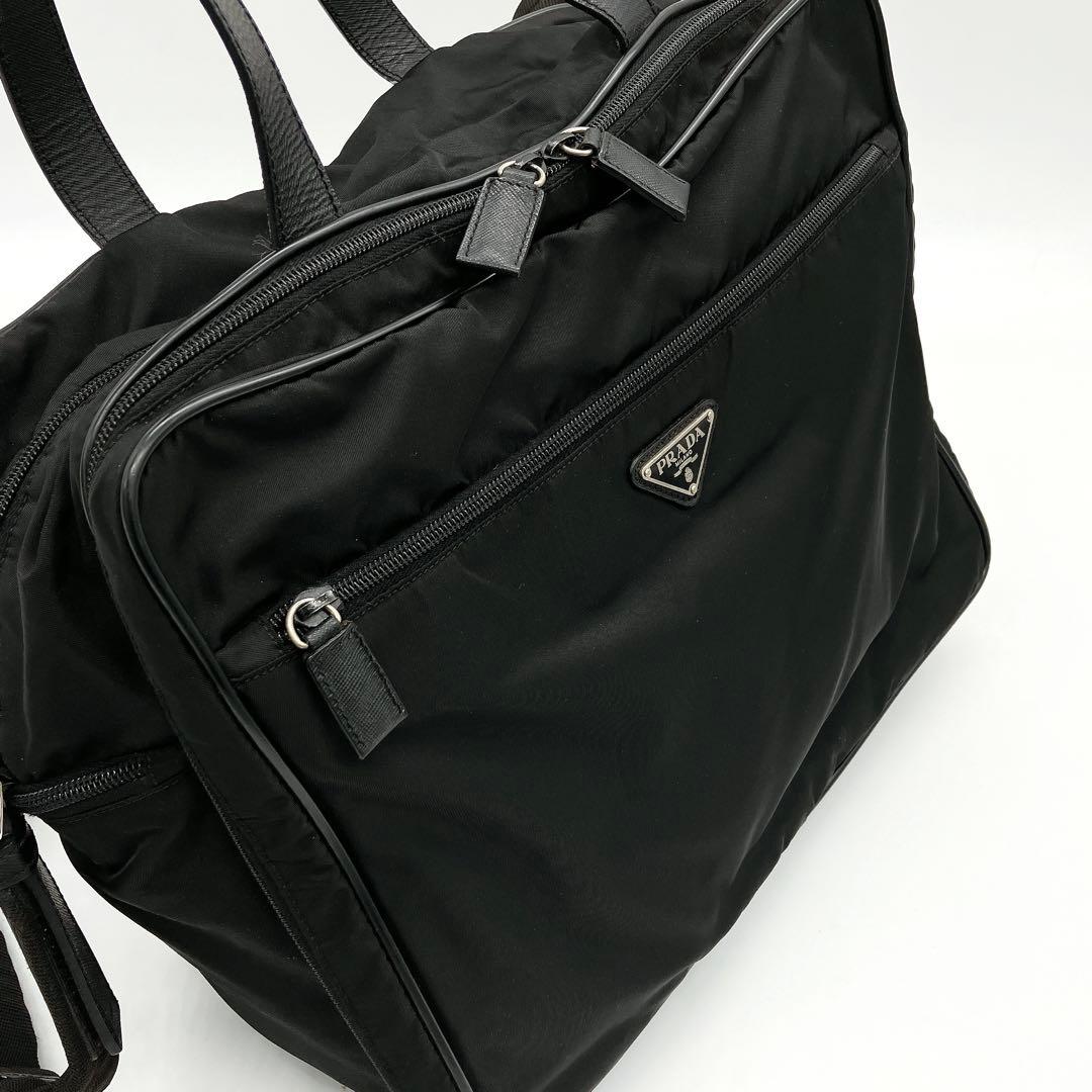 Prada 2-way Bag Business Bag Triangle Logo Plate Nylon Black