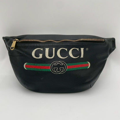 Gucci Printed Waist Pouch Bum Bag Funny Sherry Line Black — view 2