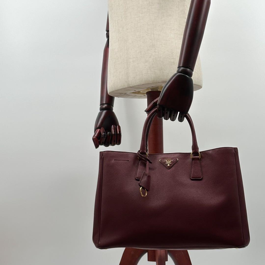 Prada Galleria Large Handbag Saffiano Leather Wine — view 6