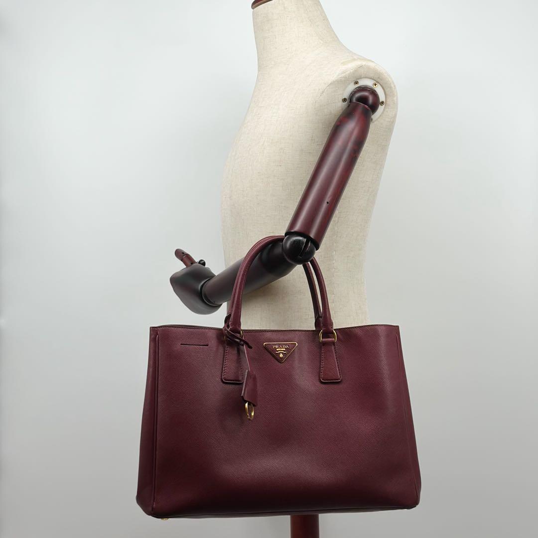 Prada Galleria Large Handbag Saffiano Leather Wine — view 7