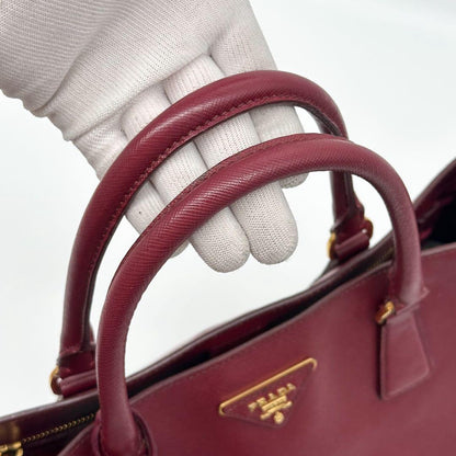 Prada Galleria Large Handbag Saffiano Leather Wine — view 8