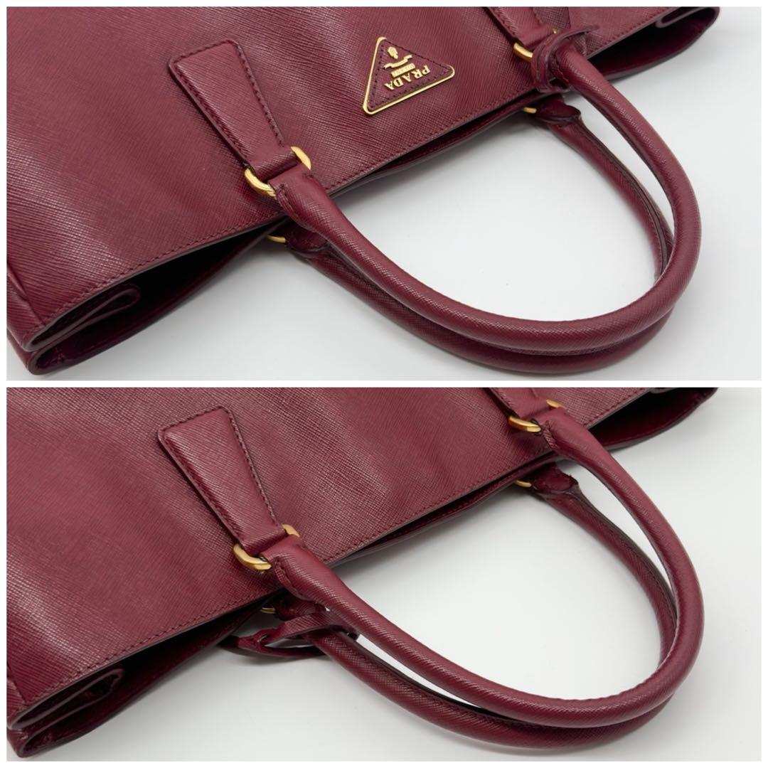 Prada Galleria Large Handbag Saffiano Leather Wine — view 9