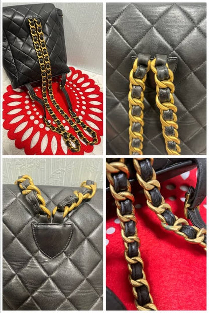 Chanel Quilted Backpack Black — view 7