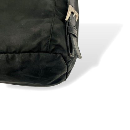 Prada Draw String Mini Backpack Triangle Logo Backpack Black Nylon Leather Y2k