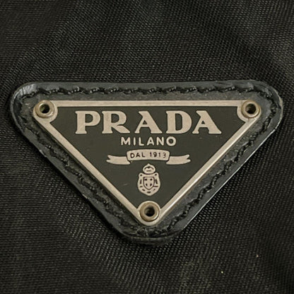 Prada Draw String Mini Backpack Triangle Logo Backpack Black Nylon Leather Y2k