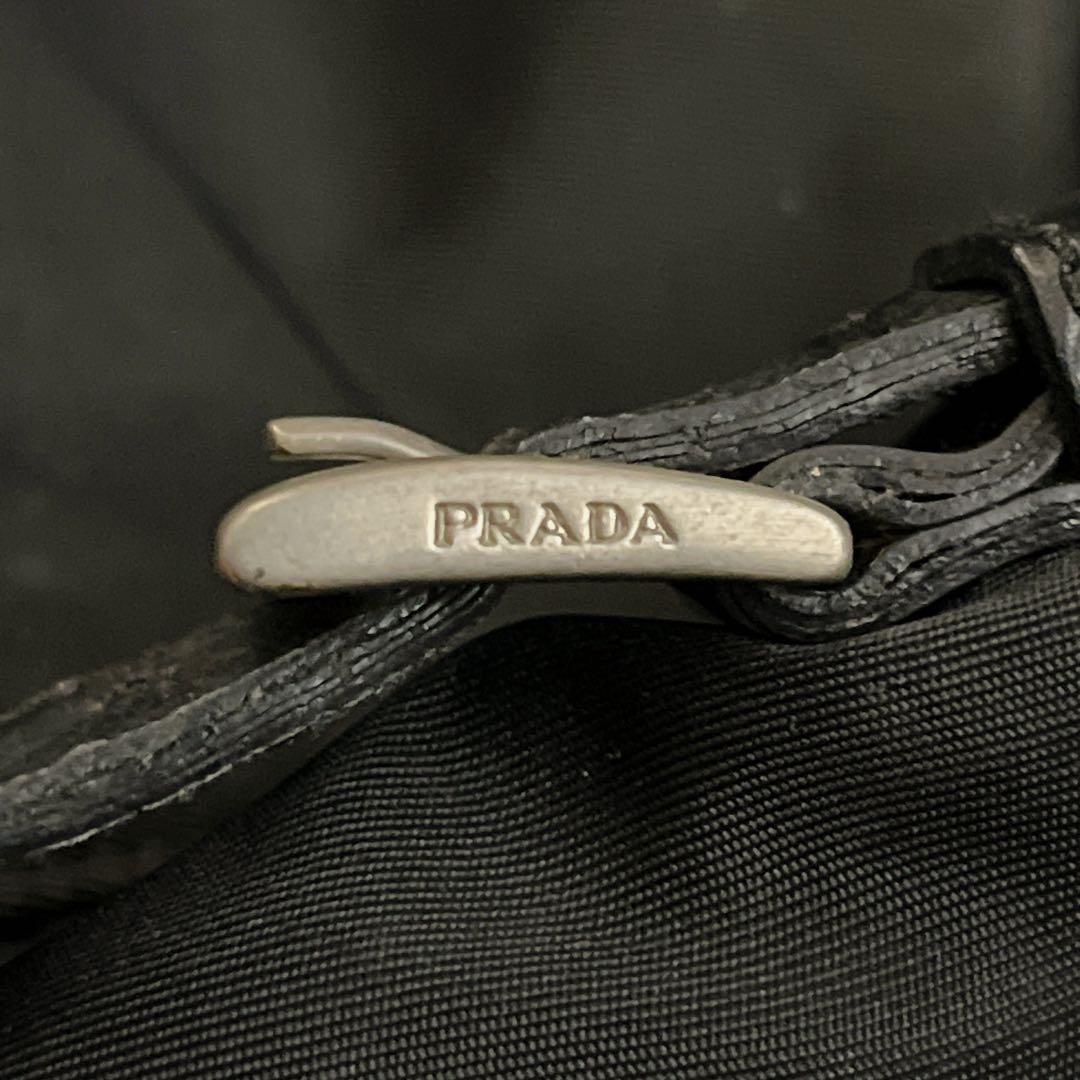 Prada Draw String Mini Backpack Triangle Logo Backpack Black Nylon Leather Y2k