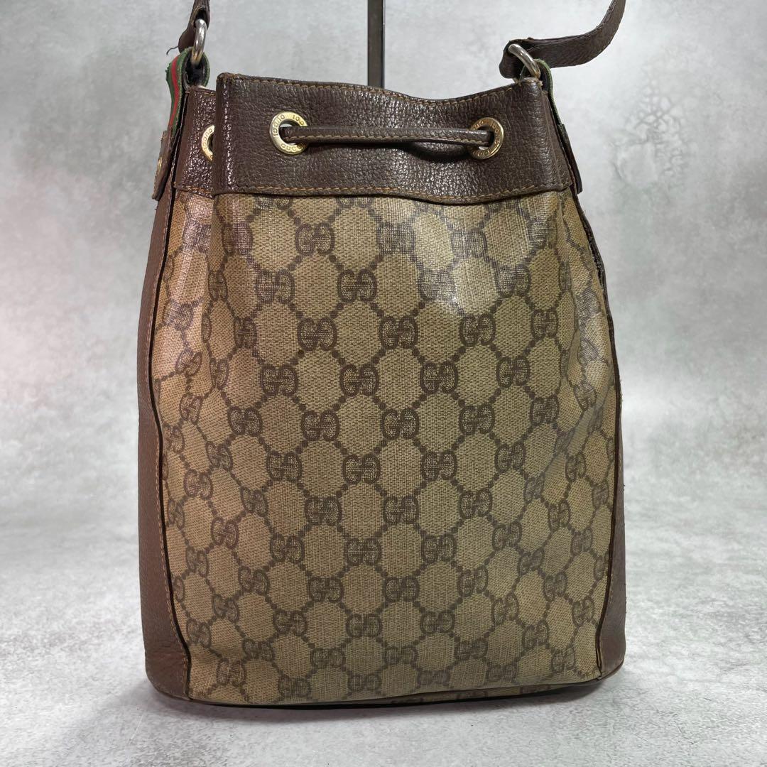 Gucci GG Sherry Line Shoulder Bag Brown Leather Drawstring — view 3