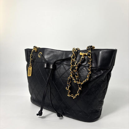 Chanel Bicolor Chain Tote Shoulder Bag Black — view 3