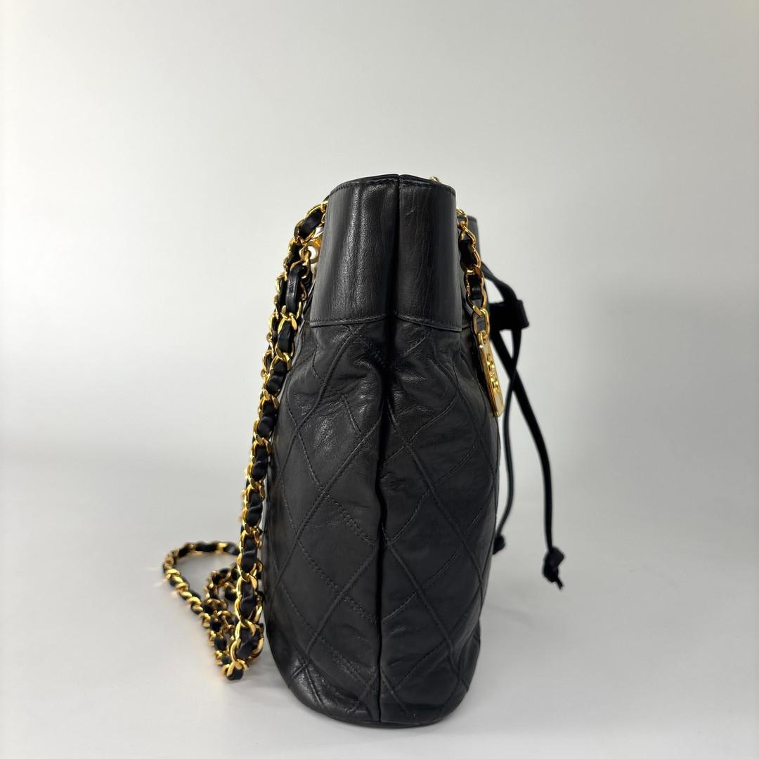 Chanel Bicolor Chain Tote Shoulder Bag Black — view 5