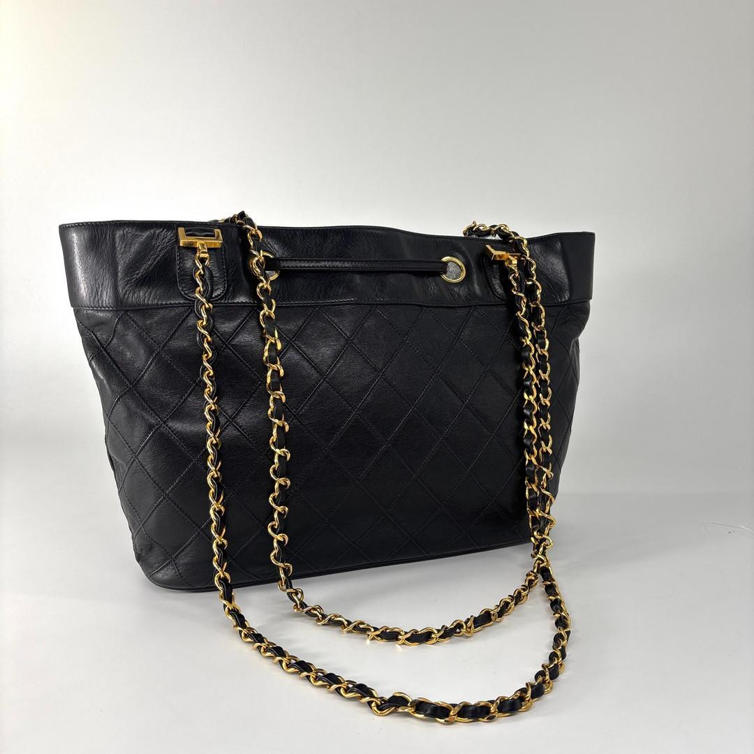 Chanel Bicolor Chain Tote Shoulder Bag Black — view 6