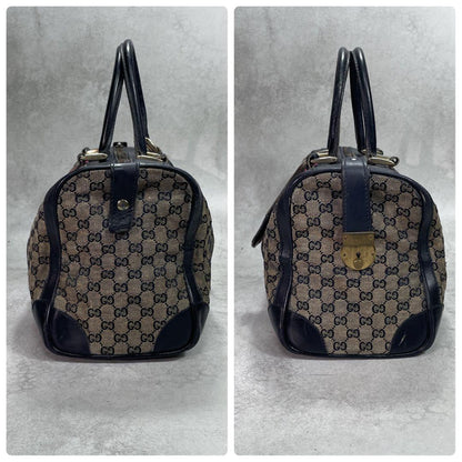 Gucci GG Sherry Line Boston Bag Navy Leather Logo — view 6