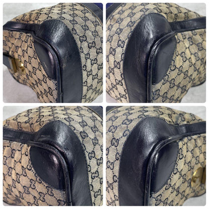 Gucci GG Sherry Line Boston Bag Navy Leather Logo — view 8