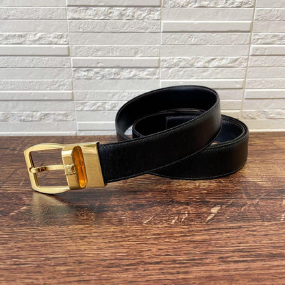 Celine Leather Triomphe Buckle Gold Belt Black — view 2