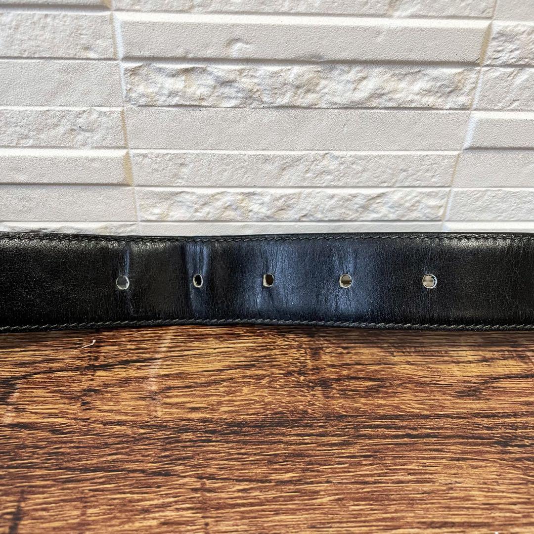 Celine Leather Triomphe Buckle Gold Belt Black — view 6
