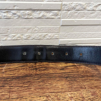 Celine Leather Triomphe Buckle Gold Belt Black — view 7