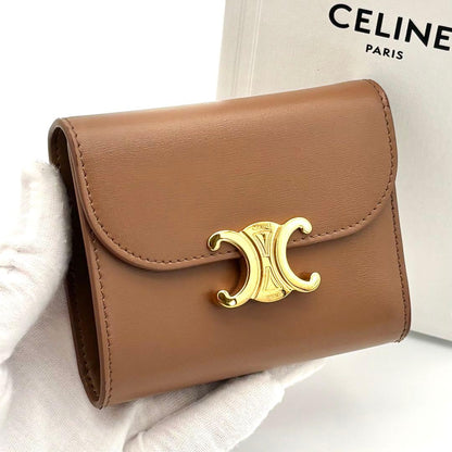 Celine Wallet Triomphe Small Flap Brown