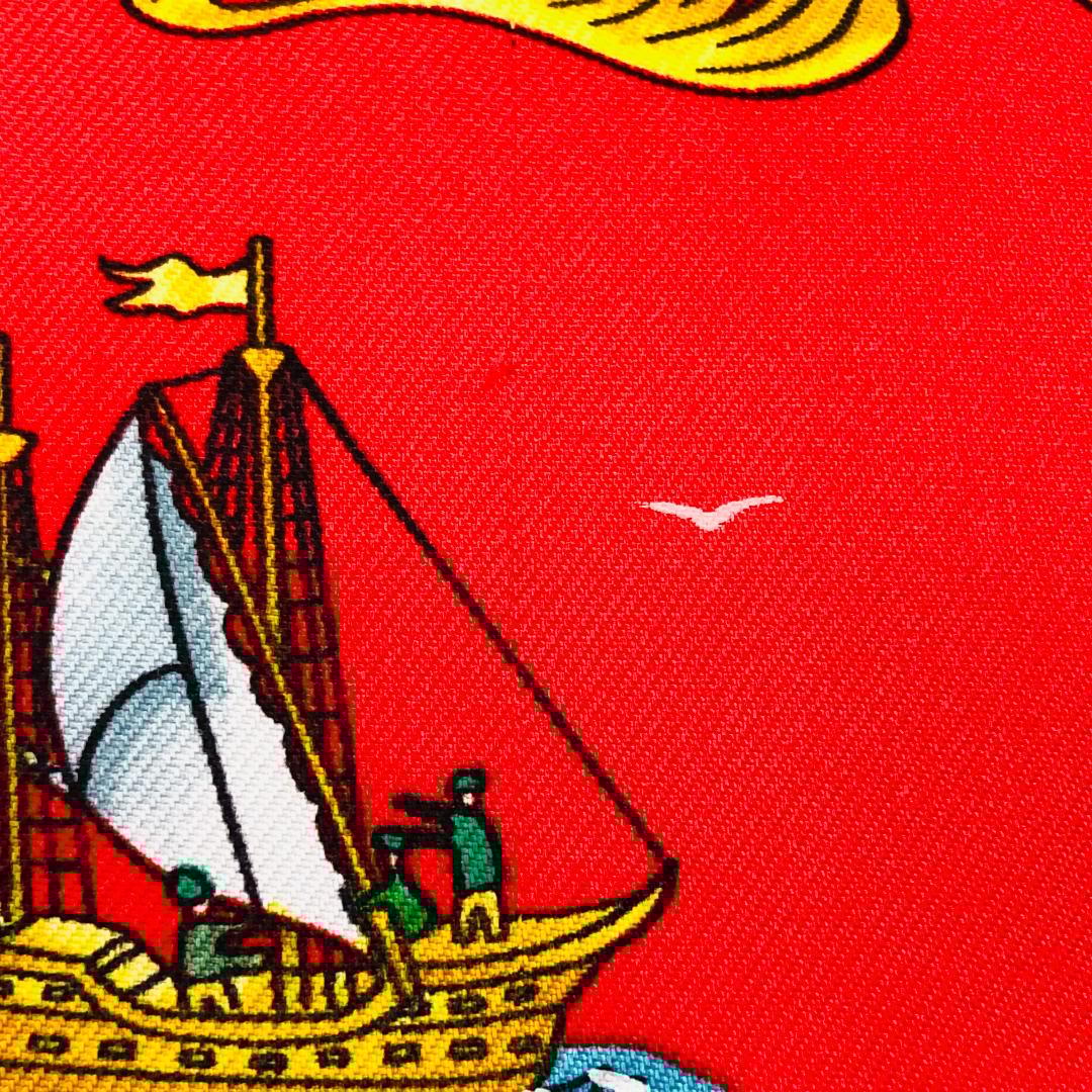 Hermes Carre 90 Light Sailboat Scarf Red with Tags