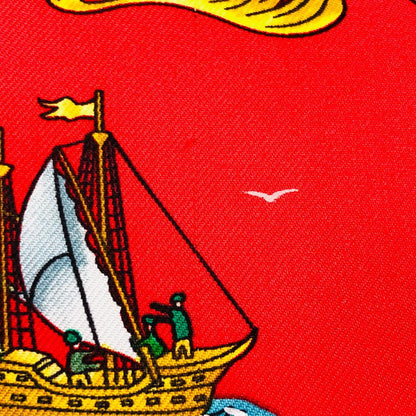 Hermes Carre 90 Light Sailboat Scarf Red with Tags