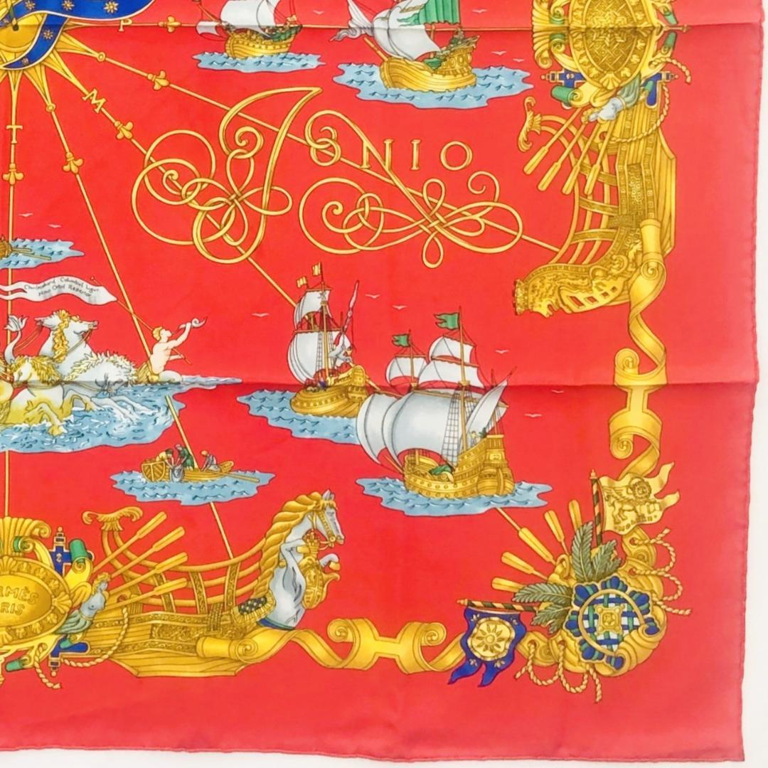 Hermes Carre 90 Light Sailboat Scarf Red with Tags