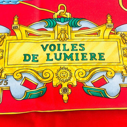 Hermes Carre 90 Light Sailboat Scarf Red with Tags