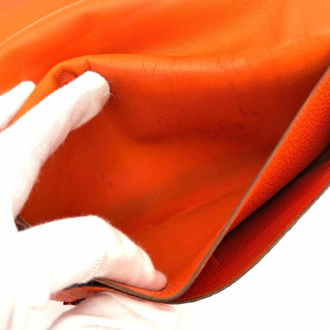 Hermes Wallet Dogon GM Taurillon Clemence Orange Gold — view 5