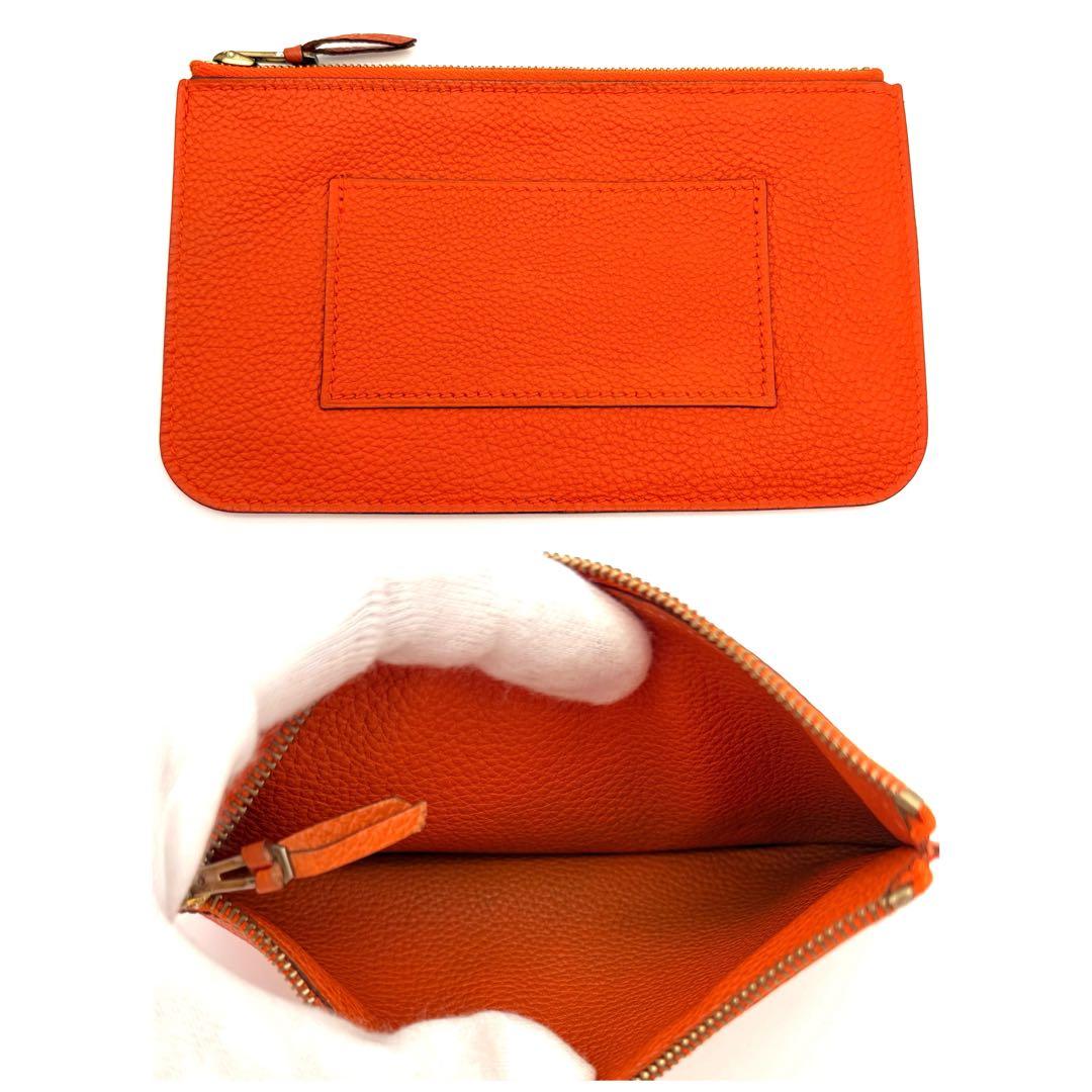 Hermes Wallet Dogon GM Taurillon Clemence Orange Gold — view 6