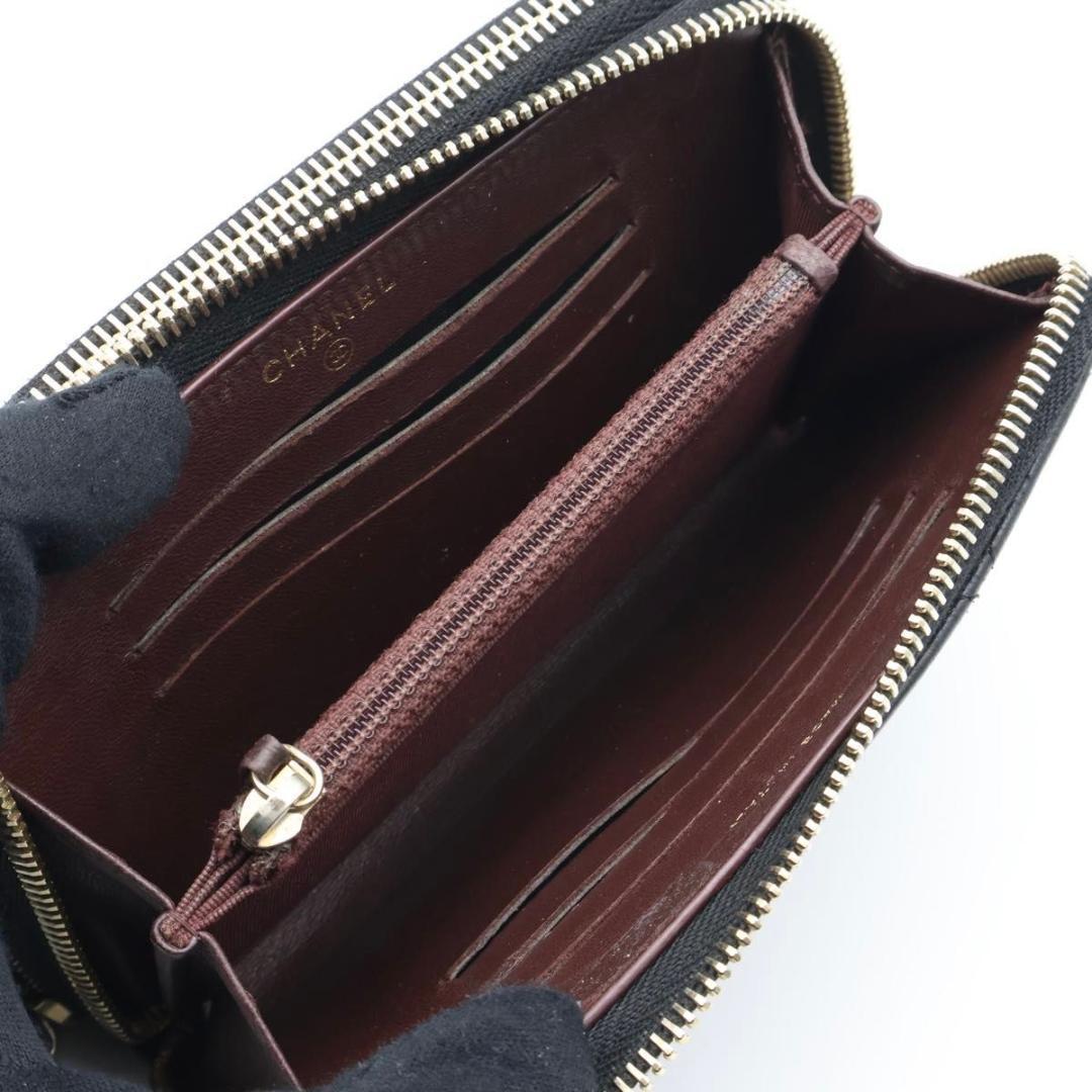 Chanel Lambskin Quilted Zip Wallet Black — view 3