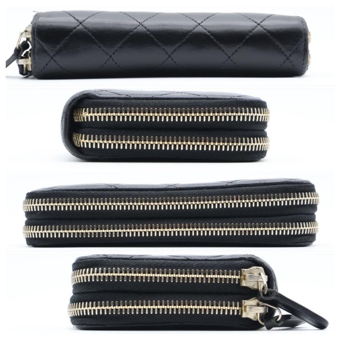 Chanel Lambskin Quilted Zip Wallet Black — view 9