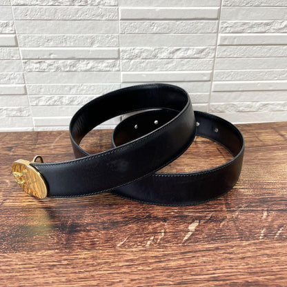 Celine Leather Triomphe Logo Buckle Belt Black — view 2