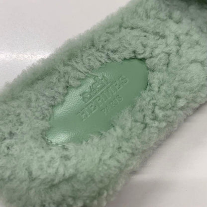 Hermes Oran Shearling Sandals Green