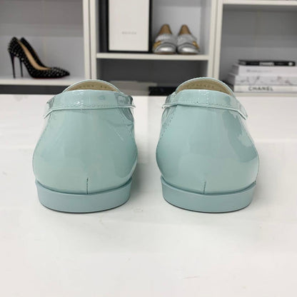 Chanel CC Logo Stitch Patent Loafers Light Blue — view 5