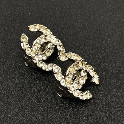 Chanel CC Logo Earrings 03A Rhinestone Icon Silver — view 3