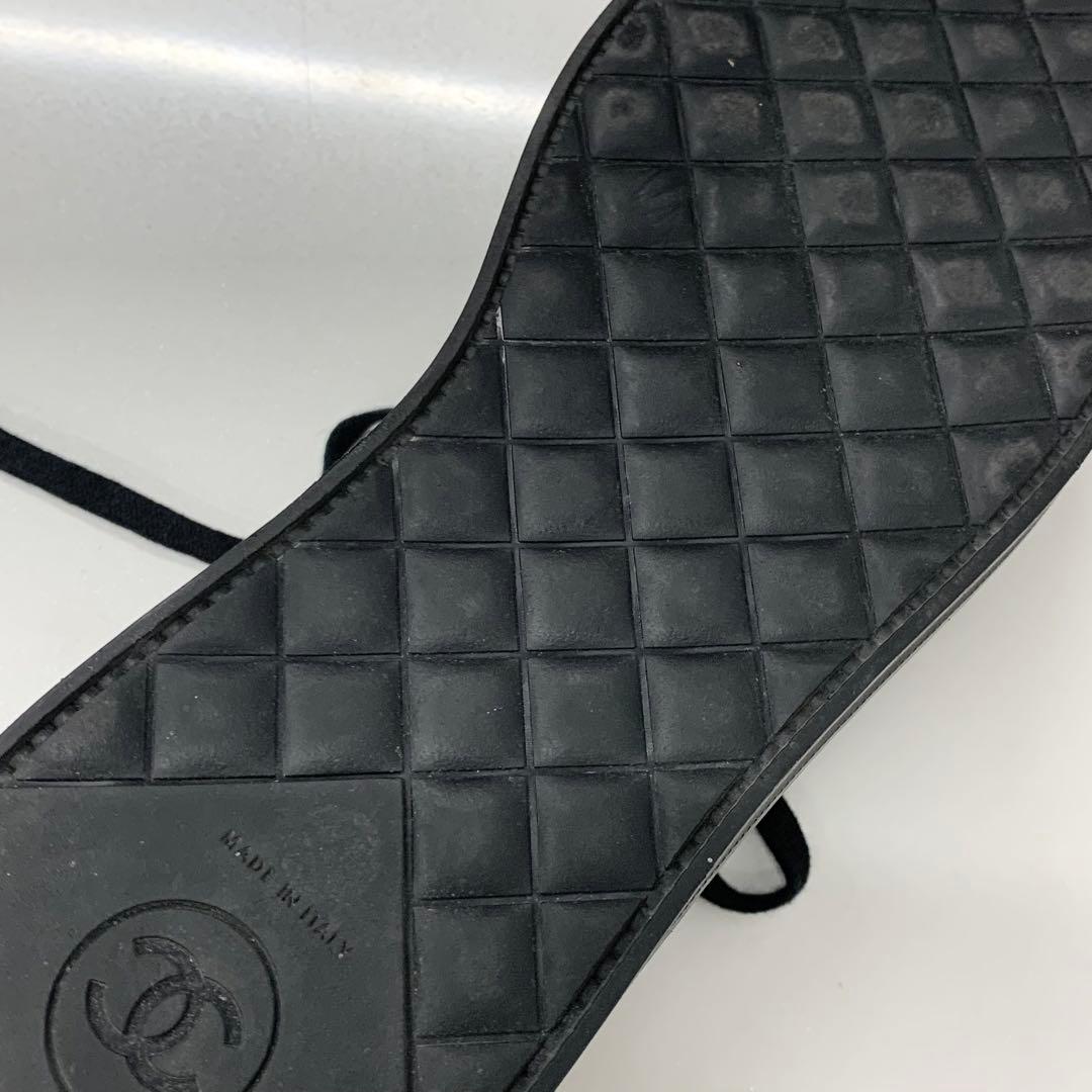 Chanel Cocomark Pearl Fabric Lace Up Shoes Black