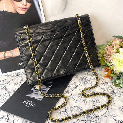 Chanel Vintage Quilted CC Logo Black