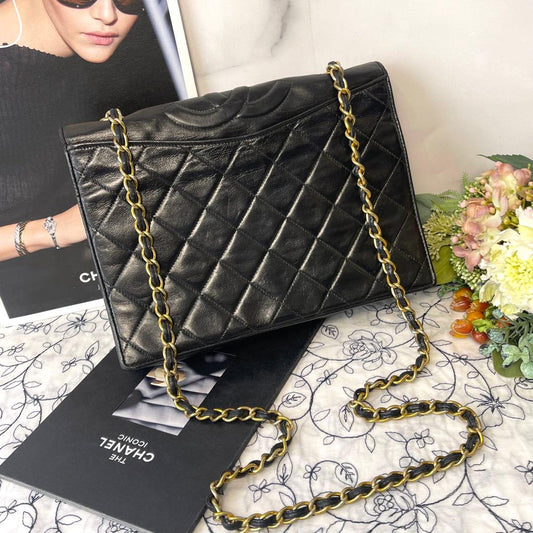 Chanel Vintage Quilted CC Logo Black