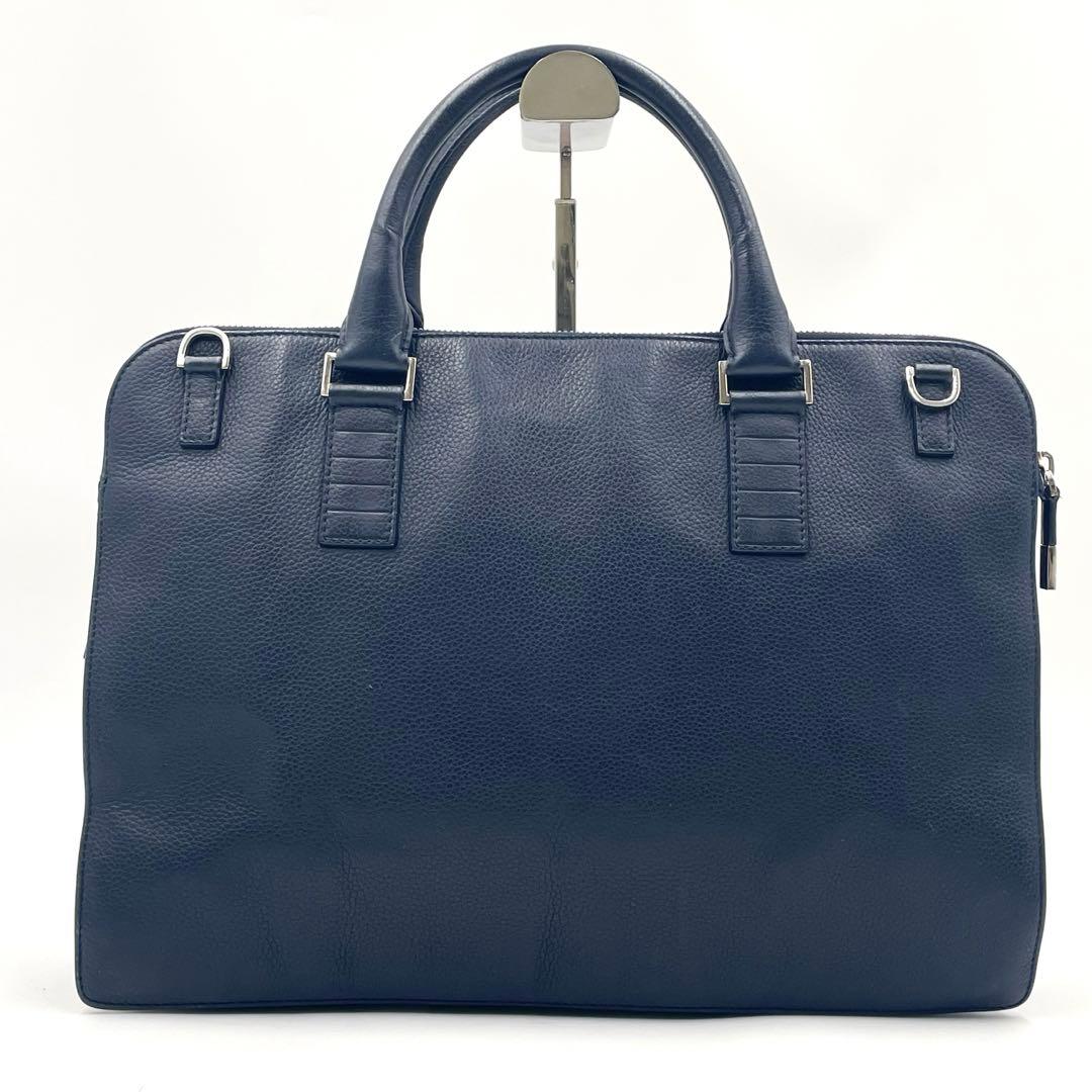 Dior Homme 2way Leather Briefcase Business Bag Navy Mens Business