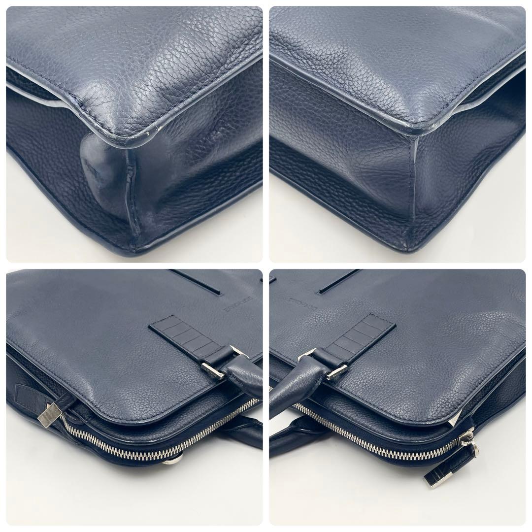 Dior Homme 2way Leather Briefcase Business Bag Navy Mens Business