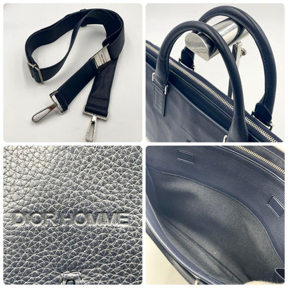 Dior Homme 2way Leather Briefcase Business Bag Navy Mens Business
