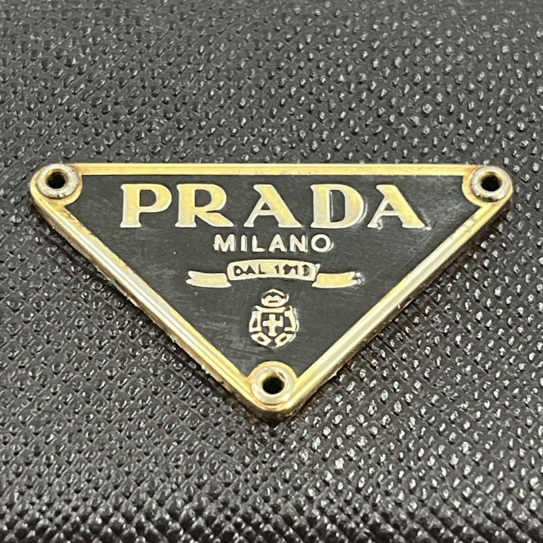 Prada Triangle Logo Trifold Wallet Compact Wallet Saffiano Brown