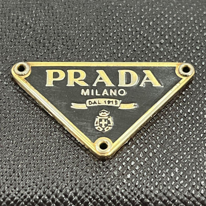 Prada Triangle Logo Trifold Wallet Compact Wallet Saffiano Brown