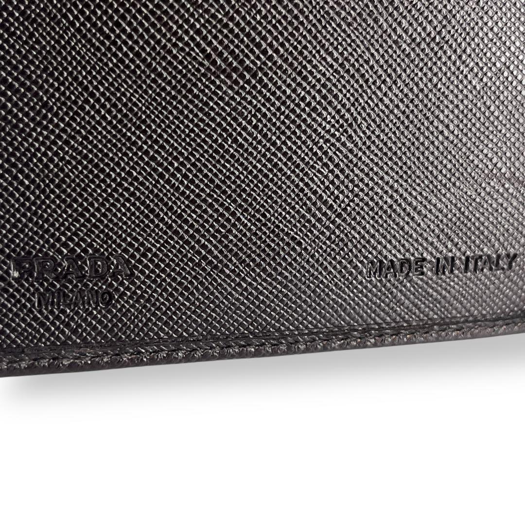Prada Triangle Logo Trifold Wallet Compact Wallet Saffiano Brown