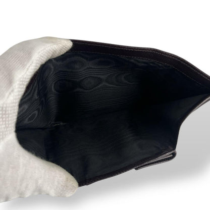 Prada Triangle Logo Trifold Wallet Compact Wallet Saffiano Brown